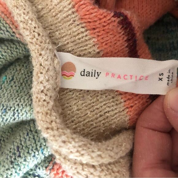 Anthropologie Daily Practice Striped Colorblock Turtleneck Keyhole Sweater Dress - Picture 2 of 8